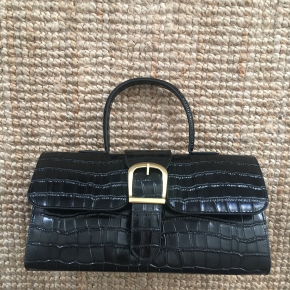 Handbags – Rylan Rylan Black Crocodile Embossed Leather Satchel‎ Bag
